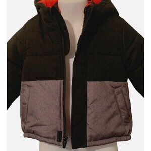 Carter's Classic Unique Full Zip Puffer Jacket Size 18M Gray Black Red Hoodie